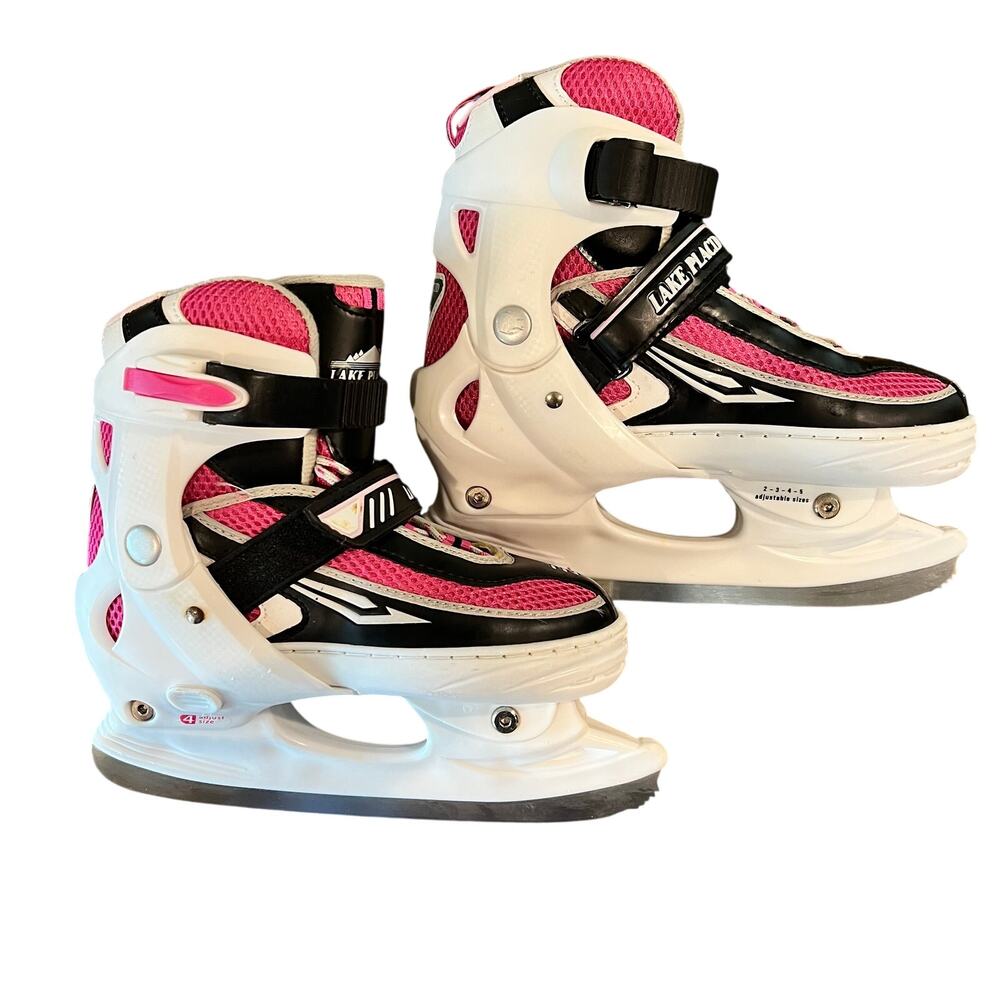 Lake Placid Girls Adjustable Ice Figure Hockey Skates Sizes 6 7 8 9 Youth Pink